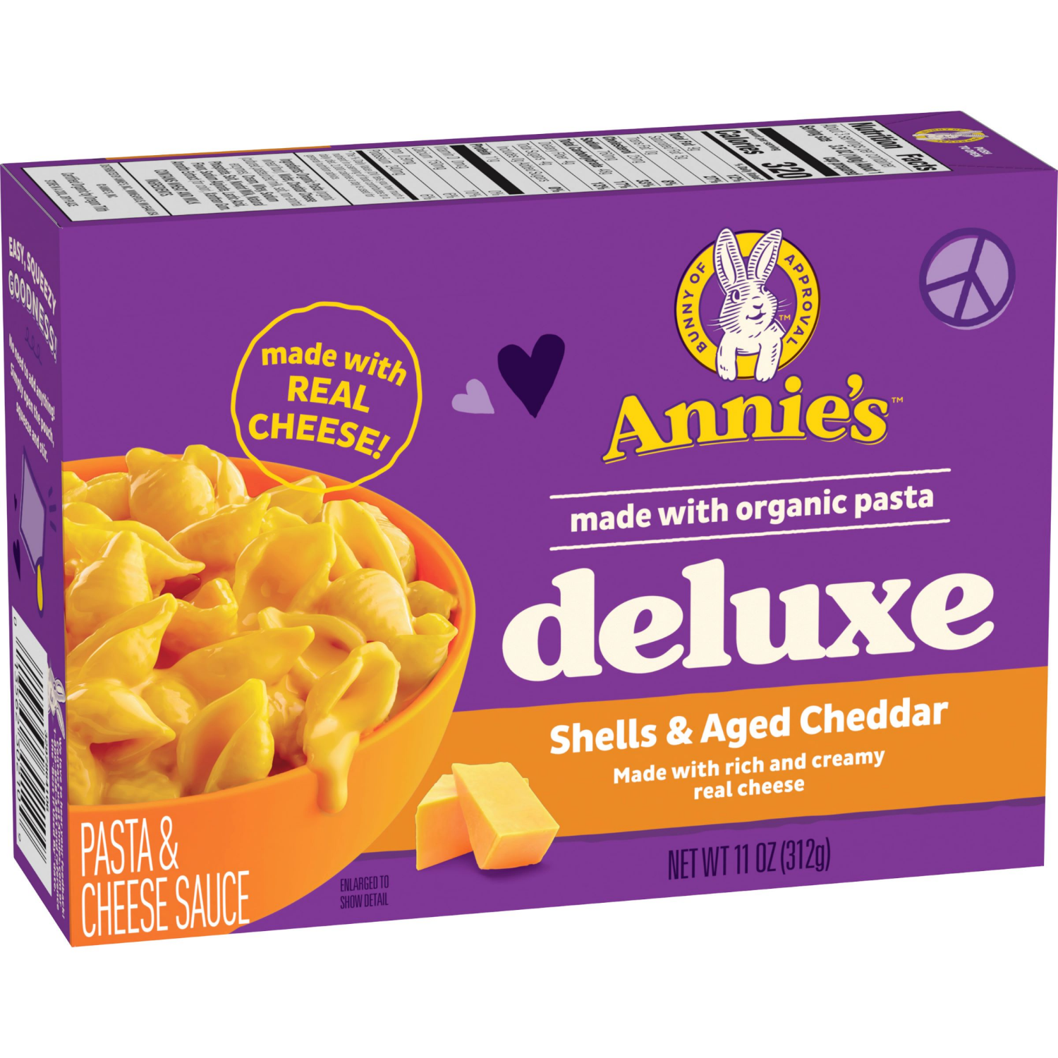 slide 4 of 5, Annie's Deluxe Shells and Aged Cheddar, Pasta and Cheese Sauce, Mac and Cheese Made with Organic Pasta, Dinner Side or Snacks, 11 oz, 11 oz