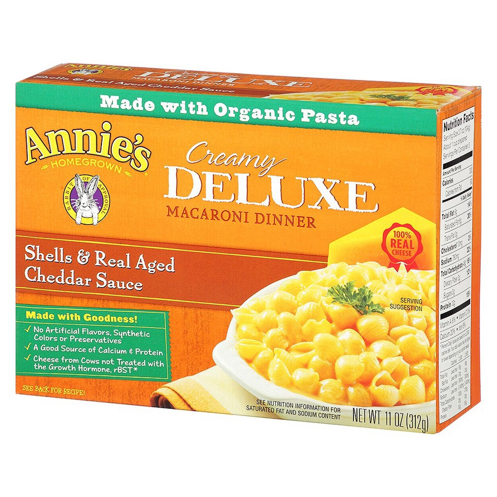slide 4 of 4, Annie's Deluxe Shells and Aged Cheddar, Pasta and Cheese Sauce, Mac and Cheese Made with Organic Pasta, Dinner Side or Snacks, 11 oz, 11 oz