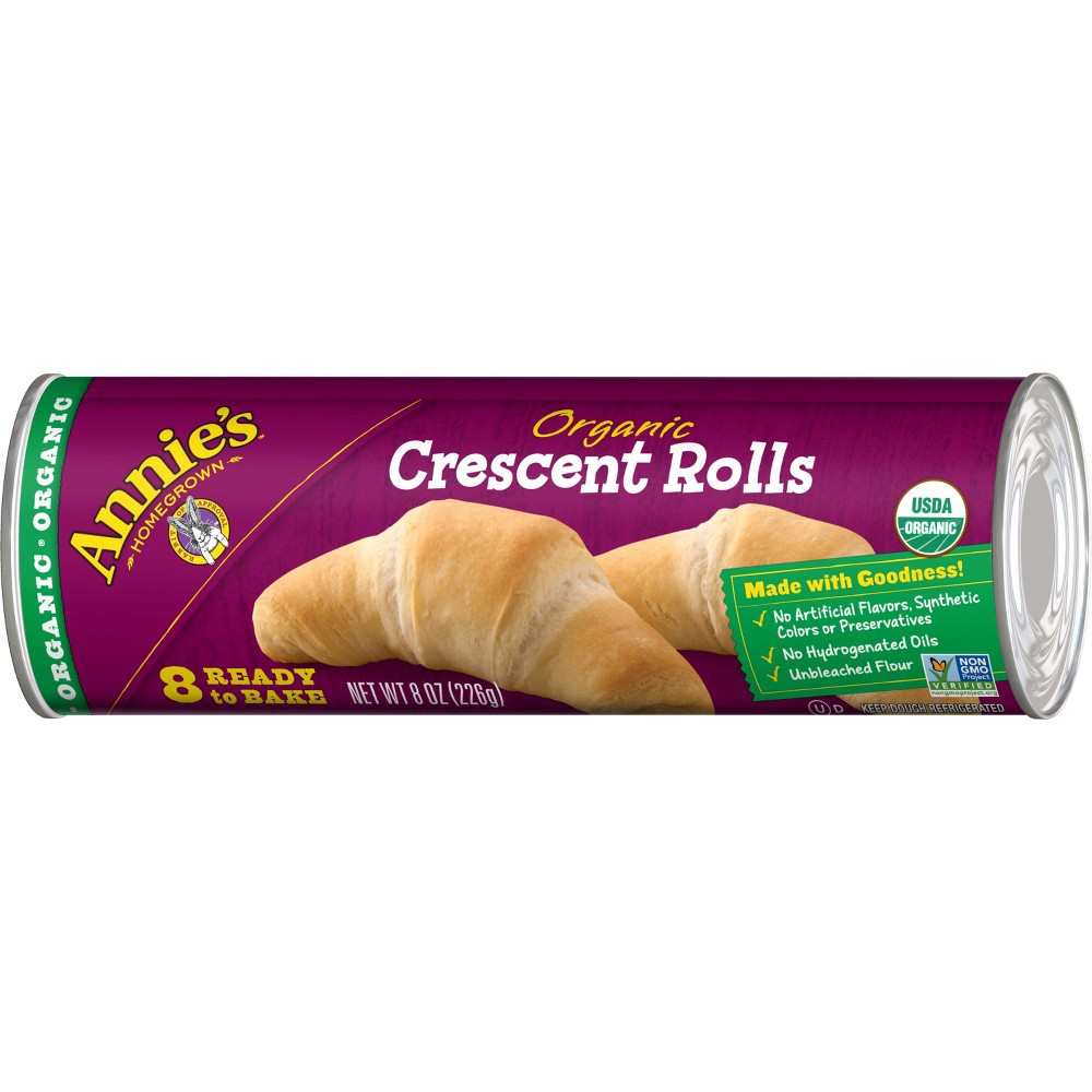 slide 2 of 3, Annie's Organic Crescent Rolls, Refrigerated Dough, 8 Rolls, 8 oz, 8 ct