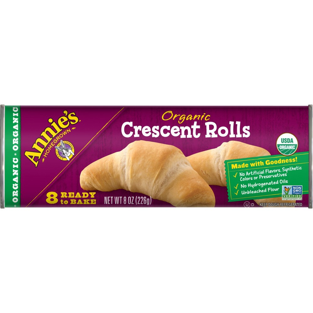 slide 3 of 3, Annie's Organic Crescent Rolls, Refrigerated Dough, 8 Rolls, 8 oz, 8 ct
