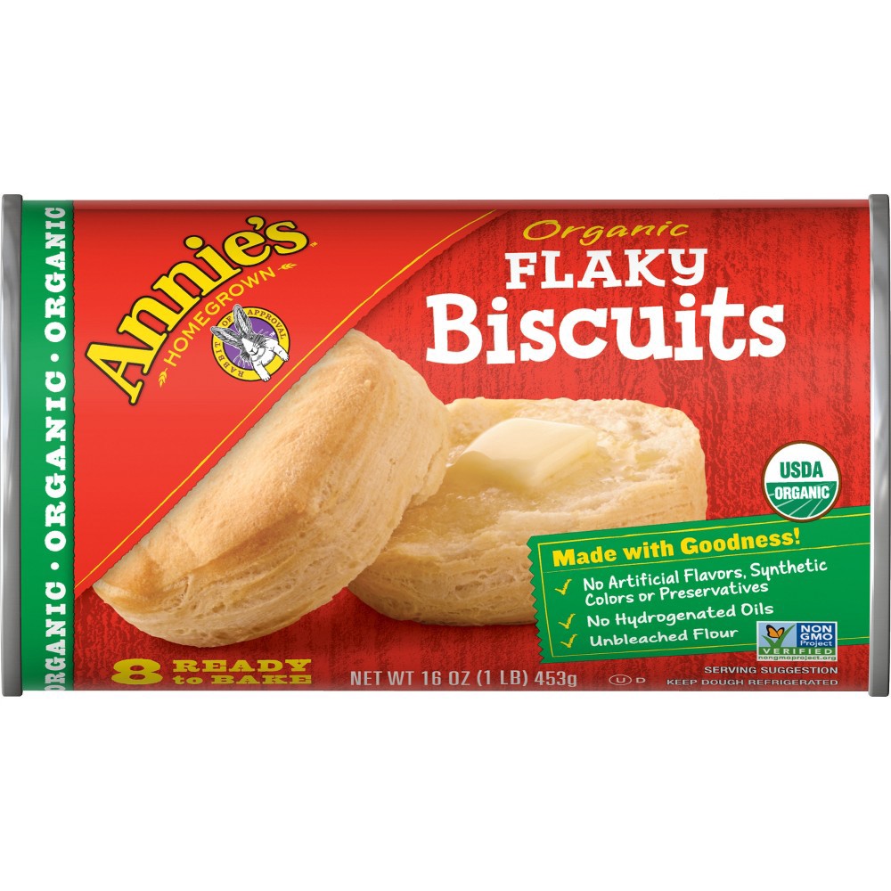 slide 3 of 3, Annie's Organic Flaky Biscuits, Ready to Bake Refrigerated Dough, 8 Count, 16 oz, 8 ct