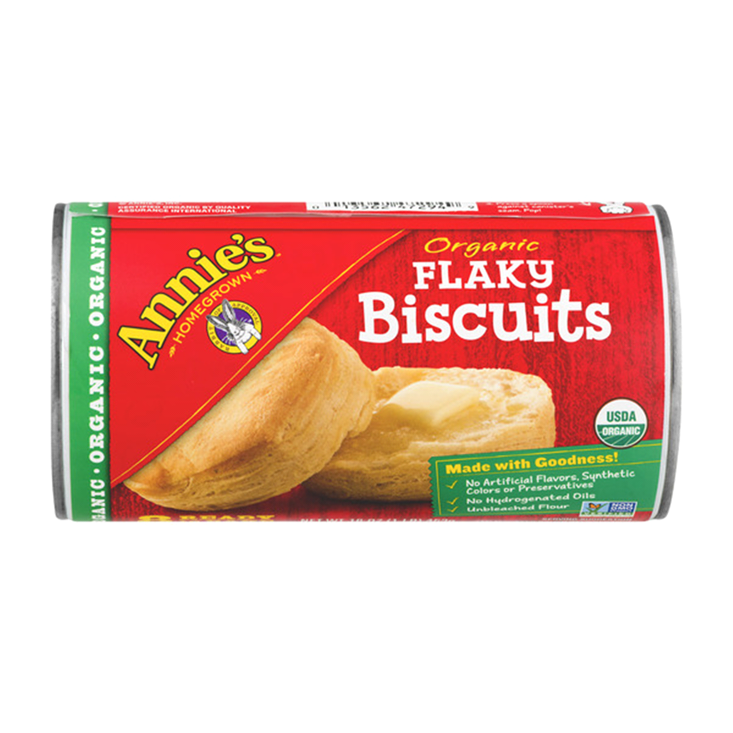 slide 1 of 3, Annie's Organic Flaky Biscuits, Ready to Bake Refrigerated Dough, 8 Count, 16 oz, 8 ct