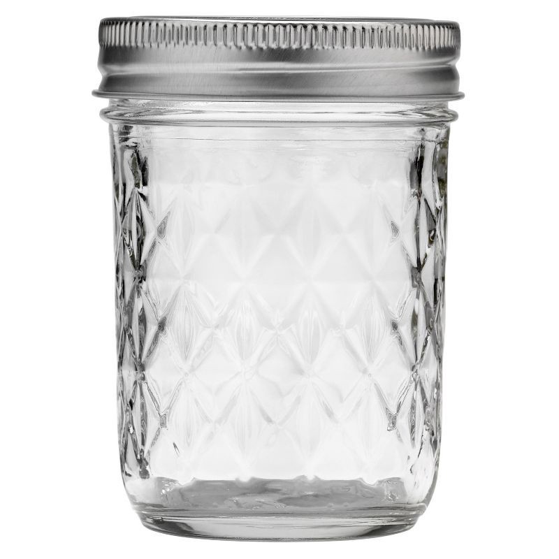 slide 3 of 7, Ball 8oz. 12pk Glass Regular Mouth Quilted Mason Jar with Lid and Band, 12 ct; 8 oz