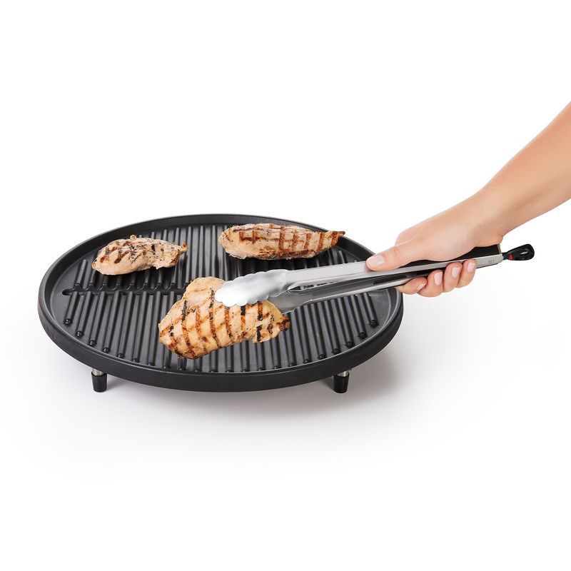 slide 2 of 6, OXO 12" Tongs: Stainless Steel Kitchen Tongs with Locking Mechanism, Dishwasher-Safe, Light Silver, 1 ct