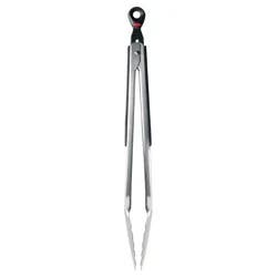 OXO 12" Tongs: Stainless Steel Kitchen Tongs with Locking Mechanism, Dishwasher-Safe, Light Silver