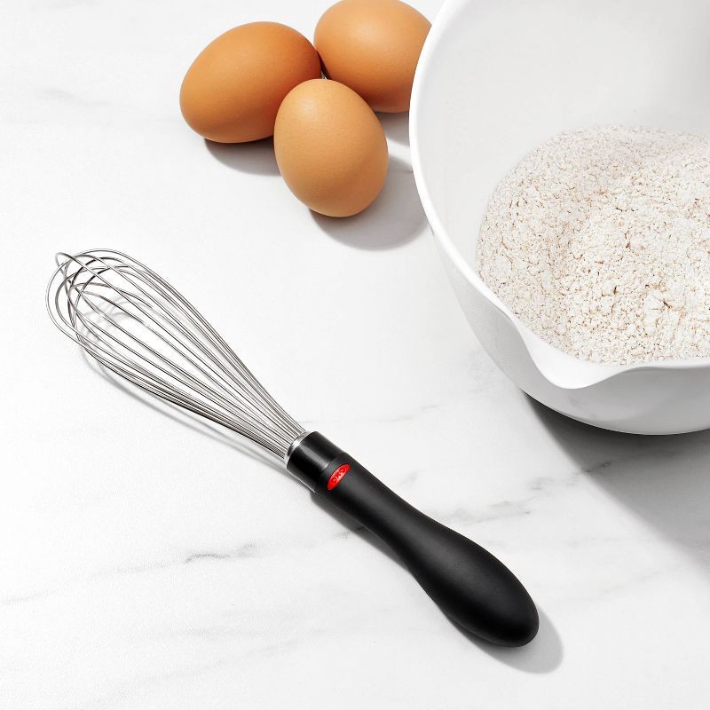 slide 4 of 5, OXO 9" Softworks Whisk: Stainless Steel & Thermoplastic, Dishwasher-Safe Kitchen Tool, Small Balloon Wire Whisk, 1 ct