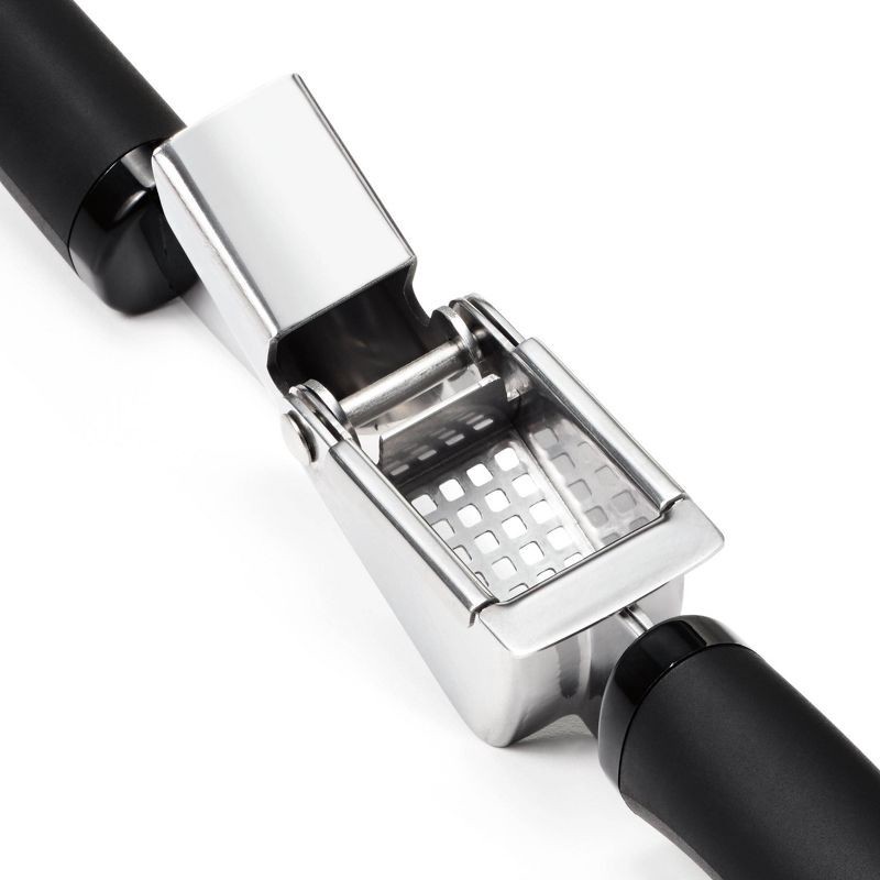 slide 4 of 7, OXO Softworks Garlic Press: Chromed Steel & Plastic, Dishwasher-Safe, Garlic Mincer & Crusher, Black, 1 ct