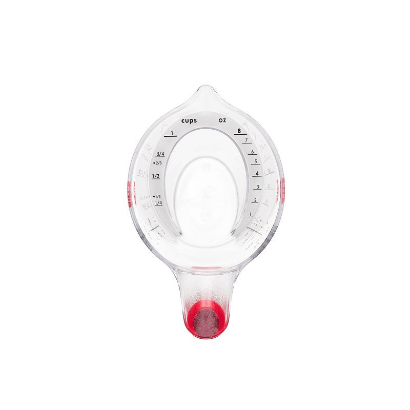 slide 2 of 5, OXO 1Cup Angled Measuring Cup: Dishwasher-Safe Polypropylene, Clear & Red, Includes 1/8 to 1 Cup, Lifetime Warranty, 1 ct