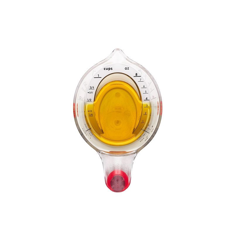 slide 4 of 5, OXO 1Cup Angled Measuring Cup: Dishwasher-Safe Polypropylene, Clear & Red, Includes 1/8 to 1 Cup, Lifetime Warranty, 1 ct