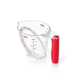 OXO 1Cup Angled Measuring Cup: Dishwasher-Safe Polypropylene, Clear & Red, Includes 1/8 to 1 Cup, Lifetime Warranty