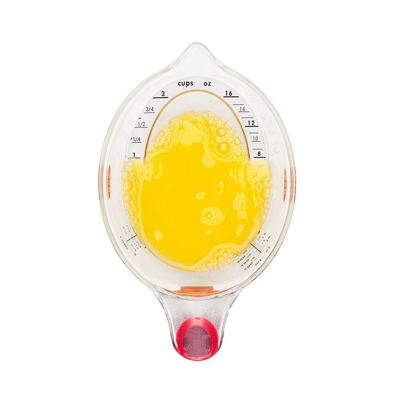 slide 4 of 7, OXO 2 Cup Angled Measuring Cup: Clear Plastic, Dishwasher-Safe, Lifetime Warranty, 7" Width, 4.1" Height, 1 ct