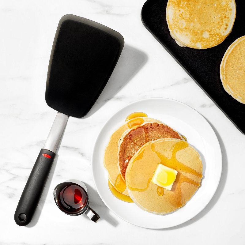 slide 4 of 5, OXO Large Nylon Flexible Turner Black: Soft-Grip Handle, Dishwasher-Safe Cooking Spatula, 12.7" Length, 1 ct