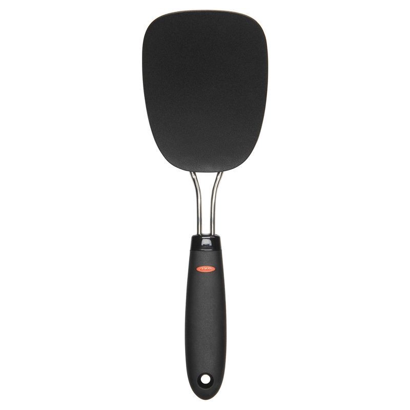 slide 1 of 5, OXO Large Nylon Flexible Turner Black: Soft-Grip Handle, Dishwasher-Safe Cooking Spatula, 12.7" Length, 1 ct