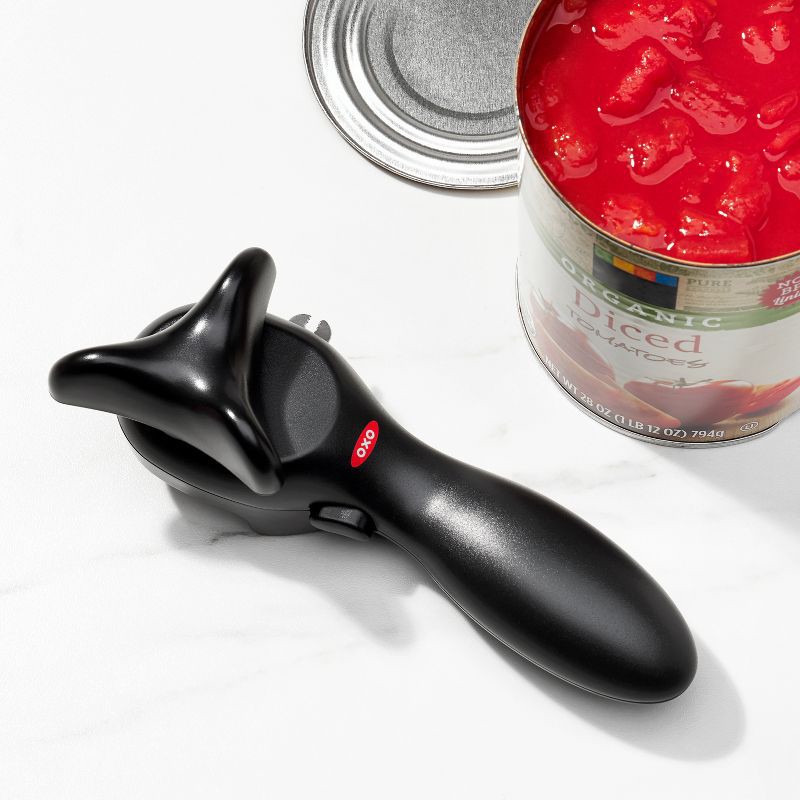 slide 5 of 13, OXO Smooth Edge Can Opener: Manual Soft-Grip Handle, Stainless Steel, Black, Hand Wash, Freestanding, Lifetime Warranty, 1 ct