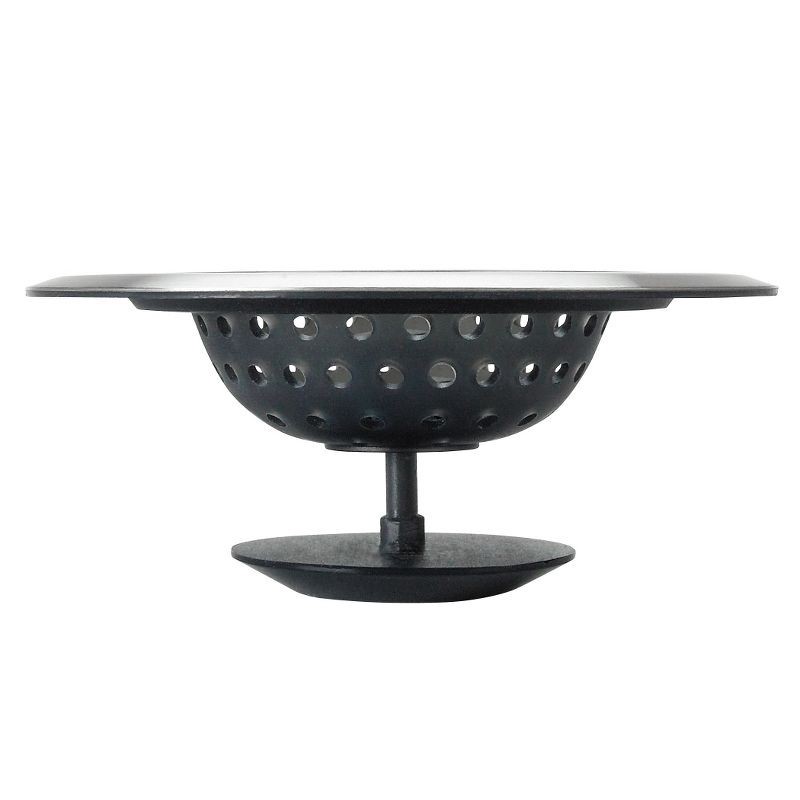 slide 3 of 8, OXO Silicone Sink Strainer with Stopper: Black, Stainless Steel, Kitchen Drain Plug, Dishwasher-Safe, 4.3" Diameter, 1 ct