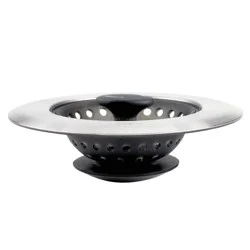 OXO Silicone Sink Strainer with Stopper: Black, Stainless Steel, Kitchen Drain Plug, Dishwasher-Safe, 4.3" Diameter