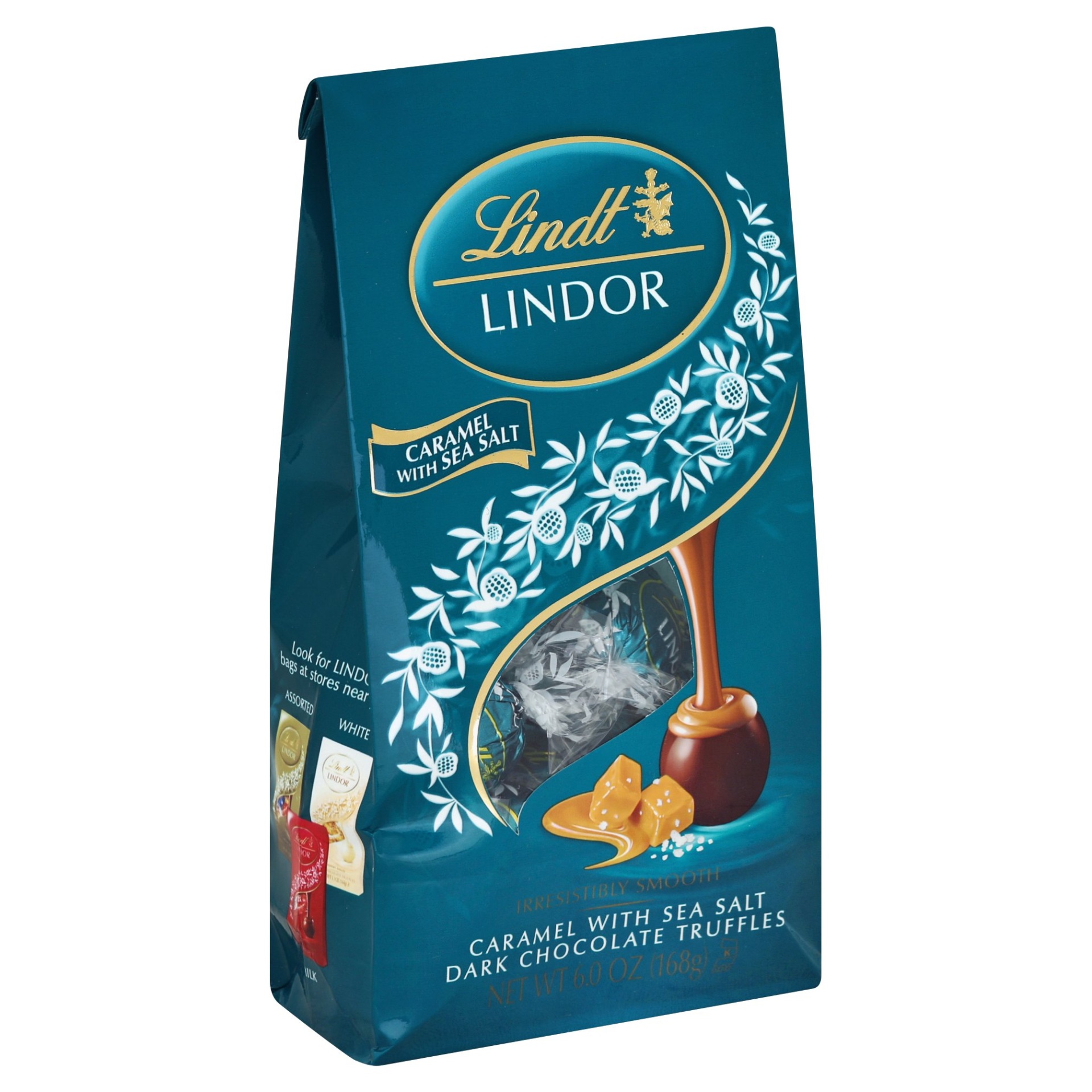 slide 1 of 1, Lindt Lindor Caramel with Sea Salt Dark Chocolate Truffles, 6 oz