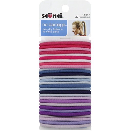 slide 1 of 1, scünci No Damage Plastic Elastics, 30 ct