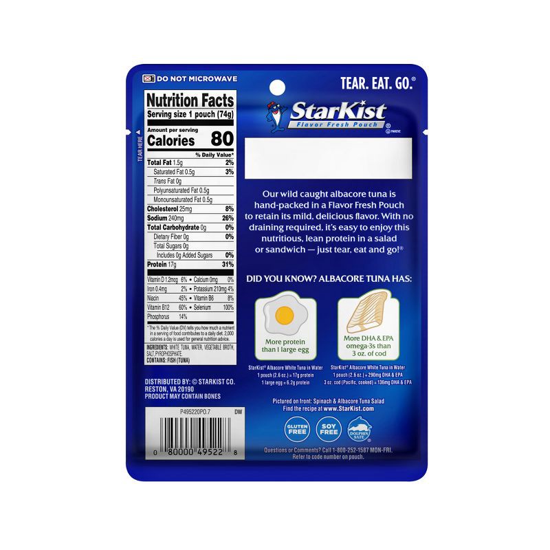 slide 2 of 5, StarKist Albacore White Tuna Pouch - 2.6oz, 2.6 oz