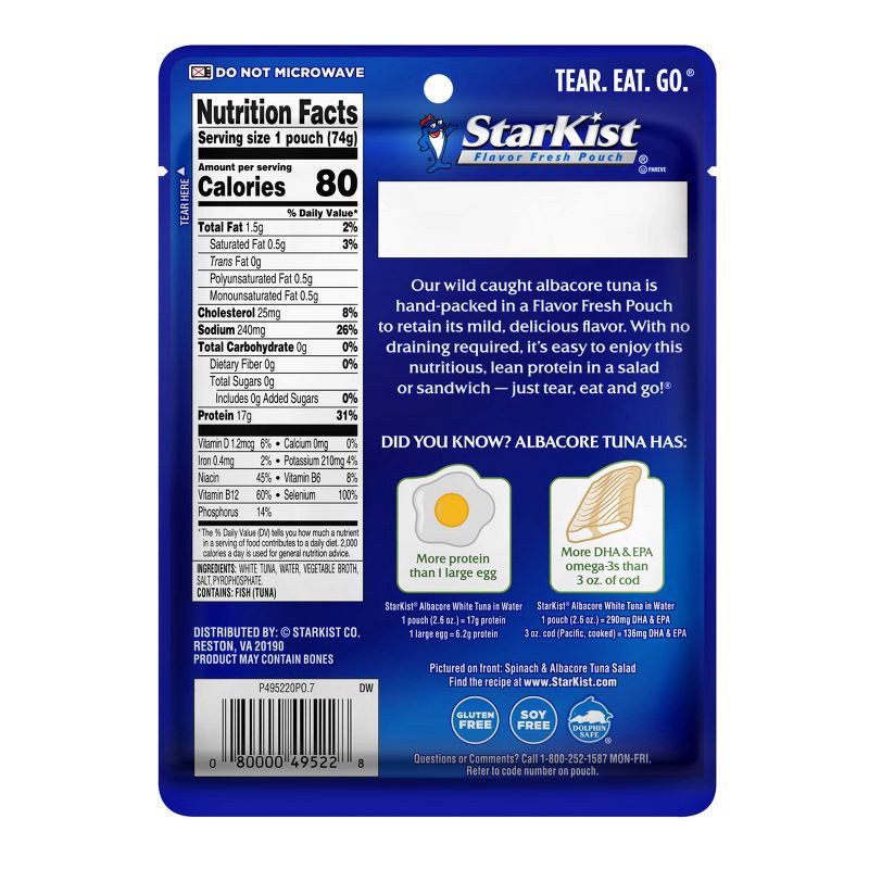slide 2 of 5, StarKist Albacore White Tuna Pouch - 2.6oz, 2.6 oz