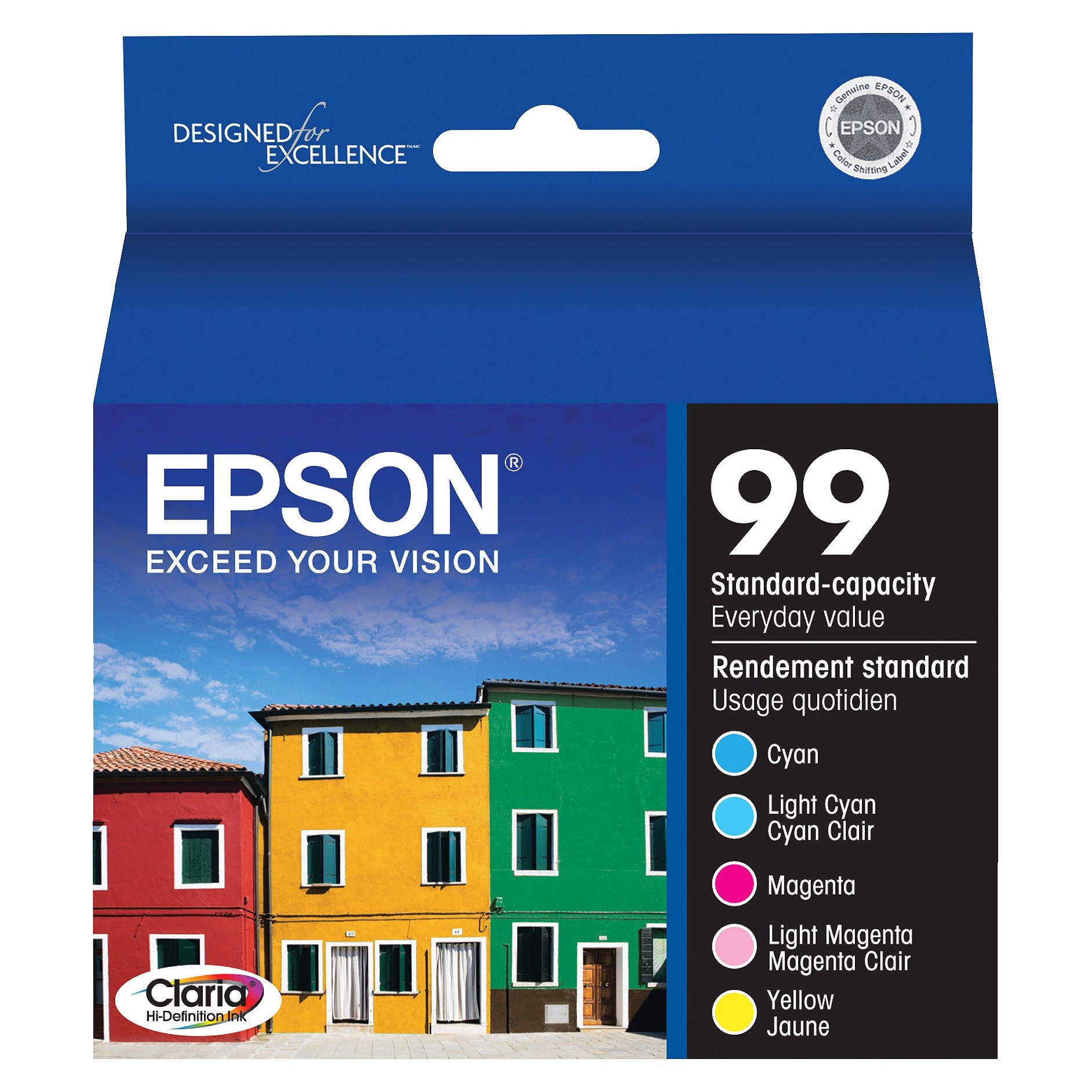 slide 1 of 7, Epson 99 Color Combo 5pk Ink Cartridges - Cyan,Light Cyan,Magenta,Light Magenta,Yellow (T099920-CP), 5 ct