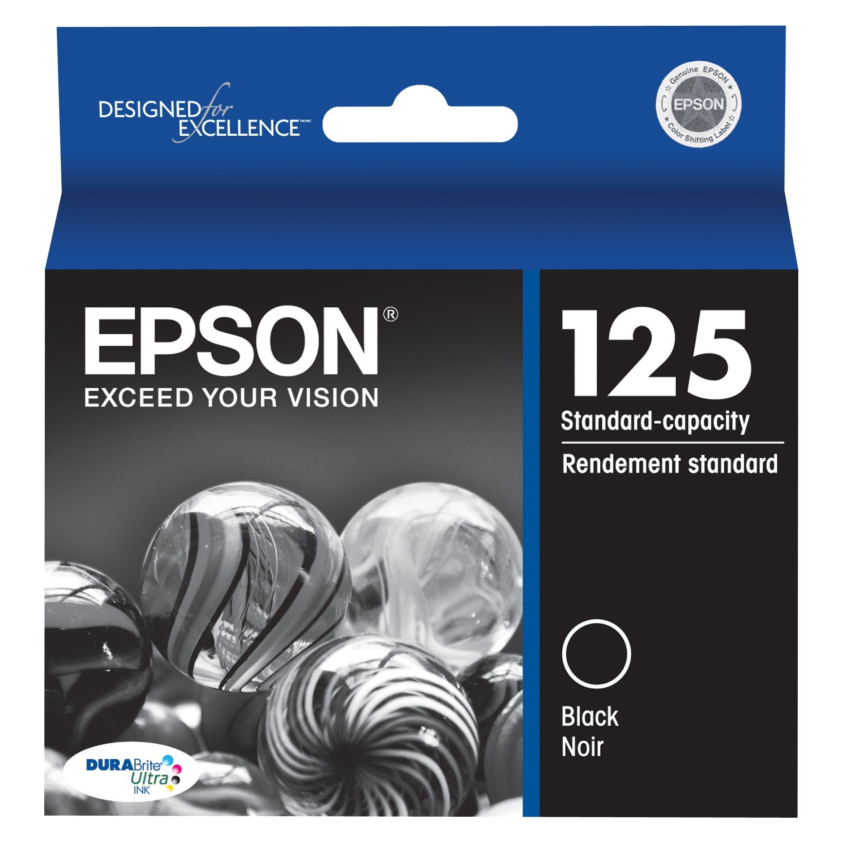 slide 1 of 6, Epson 125 DuraBrite Ultra Single Ink Cartridge - Black (T125120-CP), 1 ct