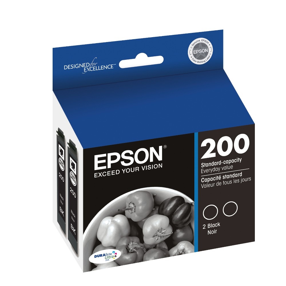 slide 2 of 5, Epson 200 2pk Ink Cartridges - Black (T200120-D2), 1 ct