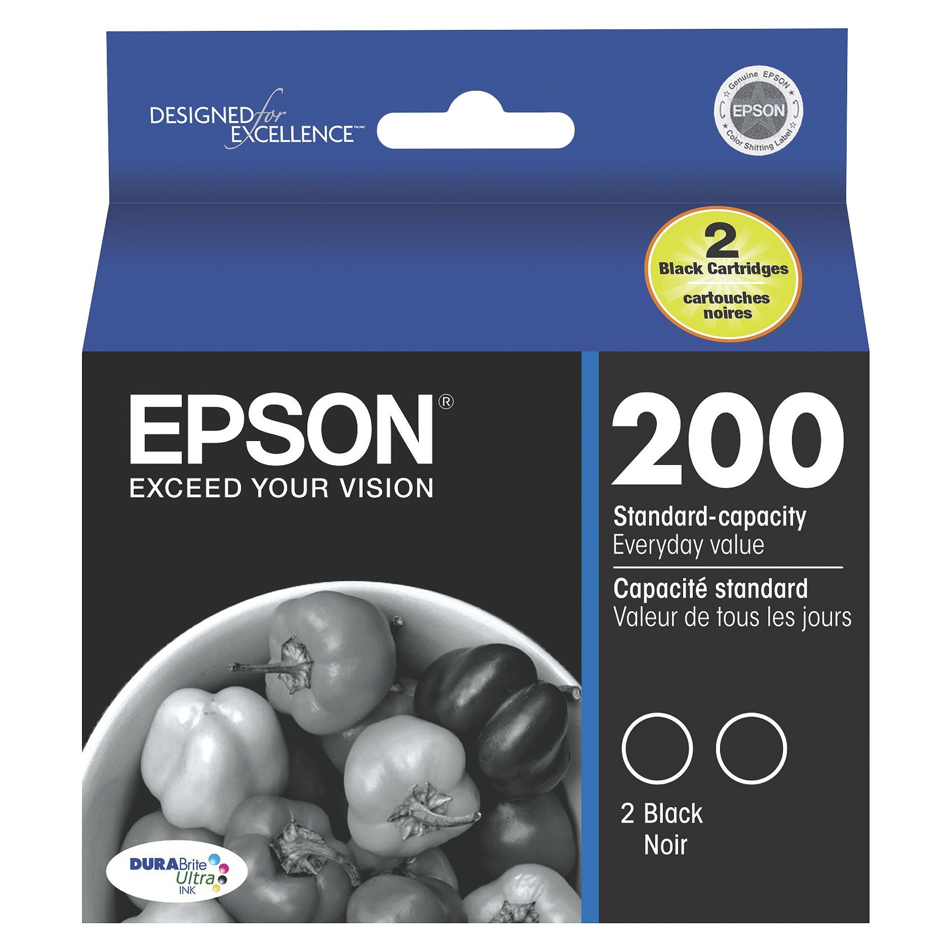 slide 1 of 5, Epson 200 2pk Ink Cartridges - Black (T200120-D2), 1 ct