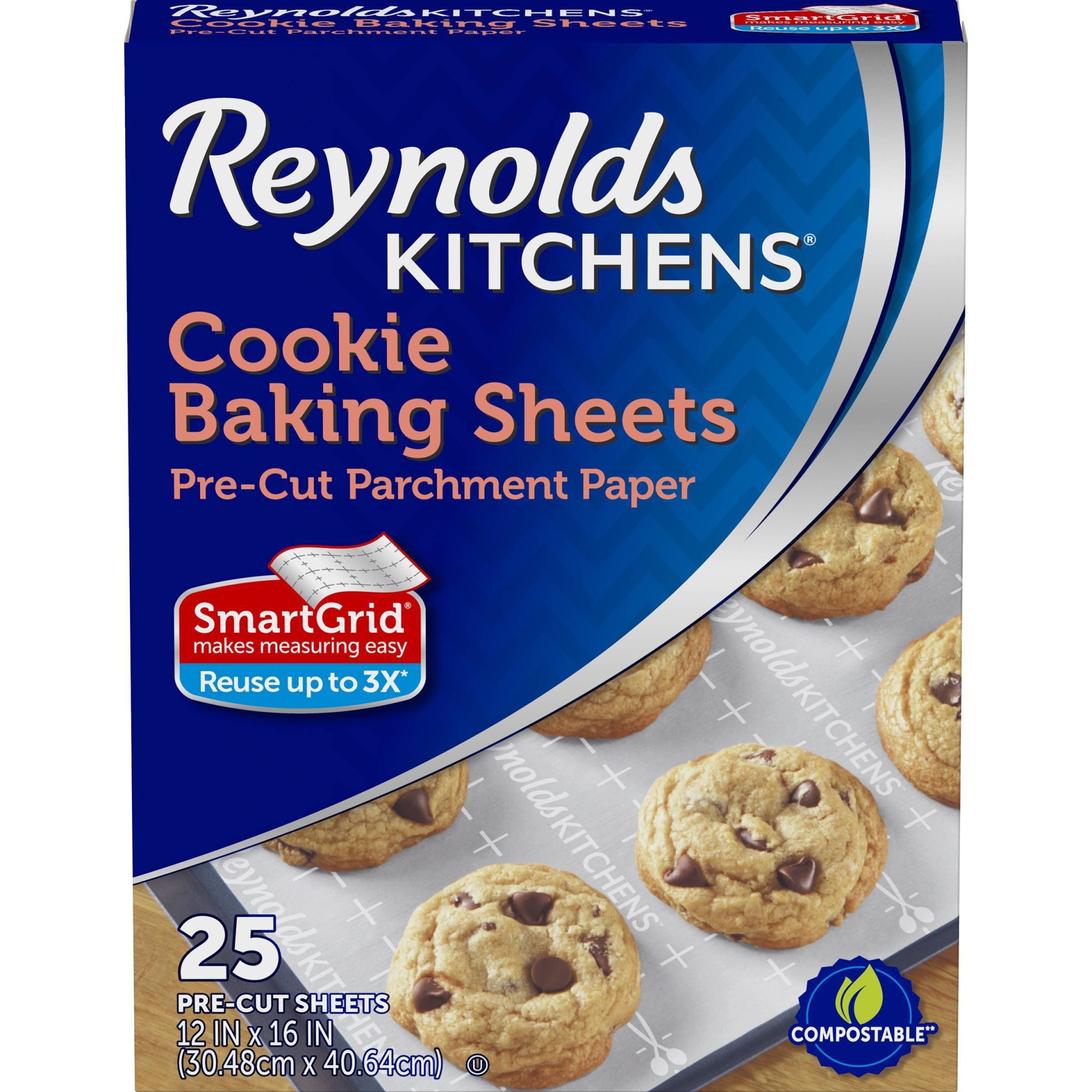 slide 1 of 5, Reynolds Kitchens Cookie Baking Sheets - 25ct/33.33 sq ft, 25 ct, 33.33 sq ft