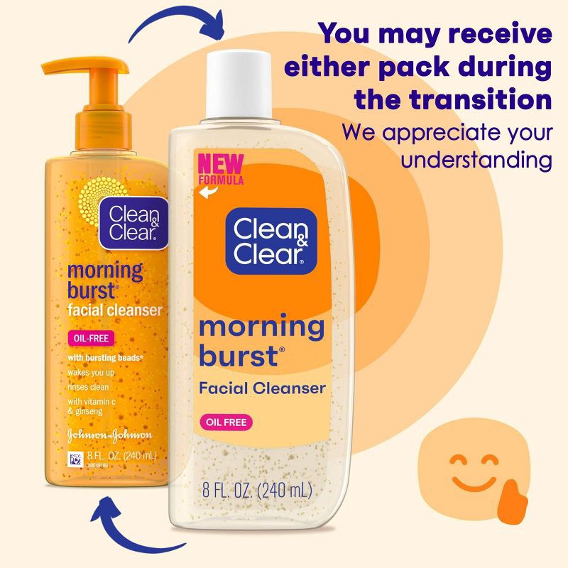 slide 3 of 8, Clean & Clear Morning Burst Oil-Free Facial Cleanser with Brightening Vitamin C for all Skin Types - 8 fl oz, 8 fl oz