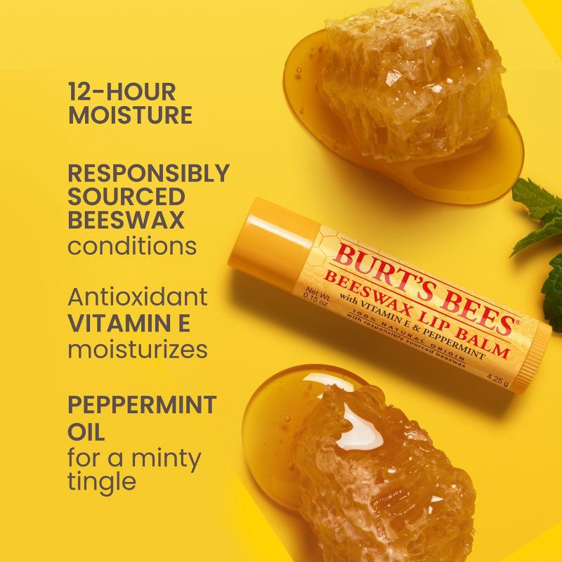 slide 3 of 20, Burt's Bees Lip Balm - Beeswax - 4ct/0.6oz, 4 ct; 0.6 oz