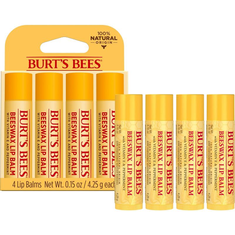 slide 14 of 20, Burt's Bees Lip Balm - Beeswax - 4ct/0.6oz, 4 ct; 0.6 oz