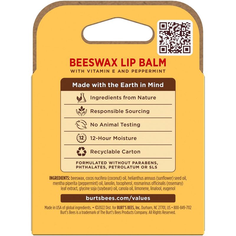 slide 8 of 8, Burt's Bees Natural Origin Beeswax Lip Balm - 0.6oz/4ct, 0.6 oz, 4 ct