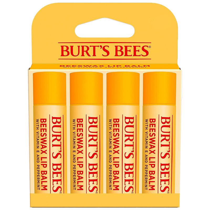 slide 1 of 8, Burt's Bees Natural Origin Beeswax Lip Balm - 0.6oz/4ct, 0.6 oz, 4 ct