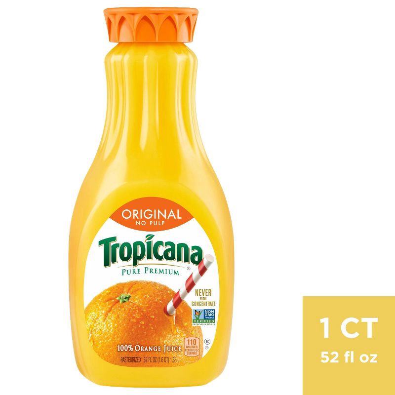 slide 1 of 3, Tropicana Pure Premium No Pulp Orange Juice - 52 fl oz, 52 fl oz