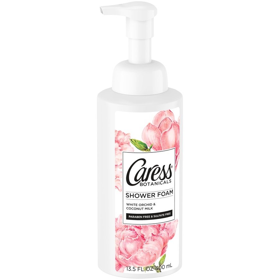 slide 2 of 4, Caress Botanicals White Orchid And Coconut Oil Shower Foam, 13.5 oz