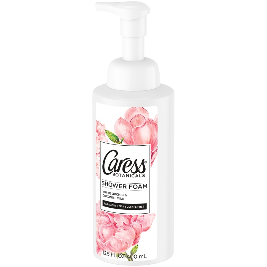 slide 3 of 4, Caress Botanicals White Orchid And Coconut Oil Shower Foam, 13.5 oz