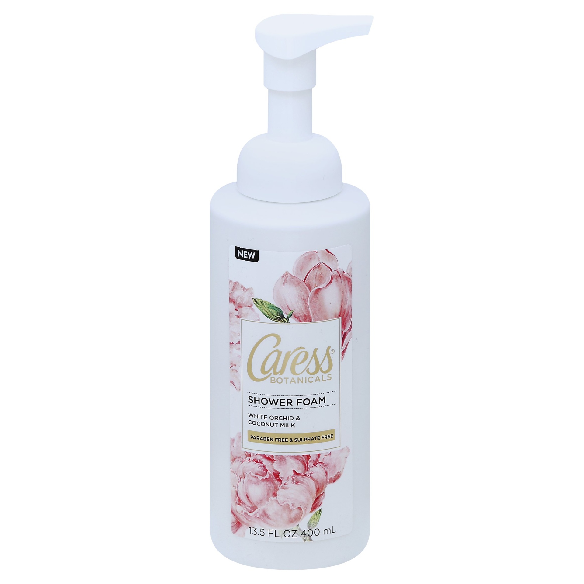 slide 1 of 4, Caress Botanicals White Orchid And Coconut Oil Shower Foam, 13.5 oz