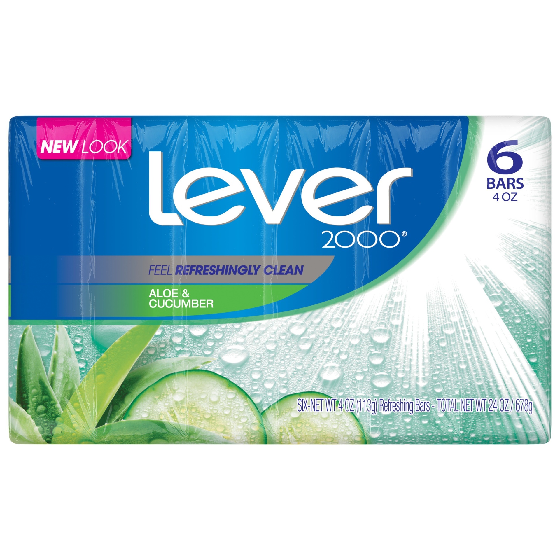 slide 1 of 9, Lever 2000 Aloe & Cucumber Scent Bar Soap, 6 ct, 4 oz