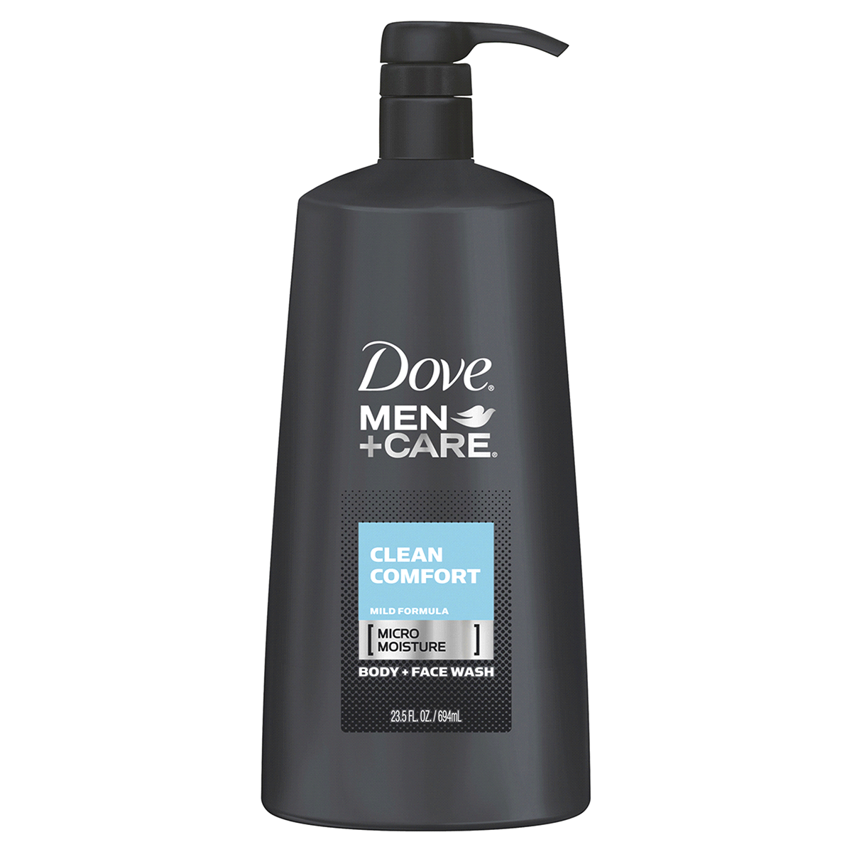 slide 5 of 6, Dove Men+Care Clean Comfort Body Wash + Face Wash Pump, 23.5 oz