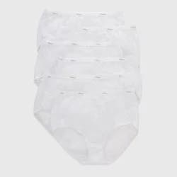Hanes Women's Core Cotton Briefs Underwear 6pk - White 6: High Rise, Full Waistband Elastic, Machine Washable