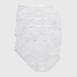 Hanes Women's Core Cotton Briefs Underwear 6pk - White 8: High Rise, Knit, Solid Pattern, Machine Washable, Size 8