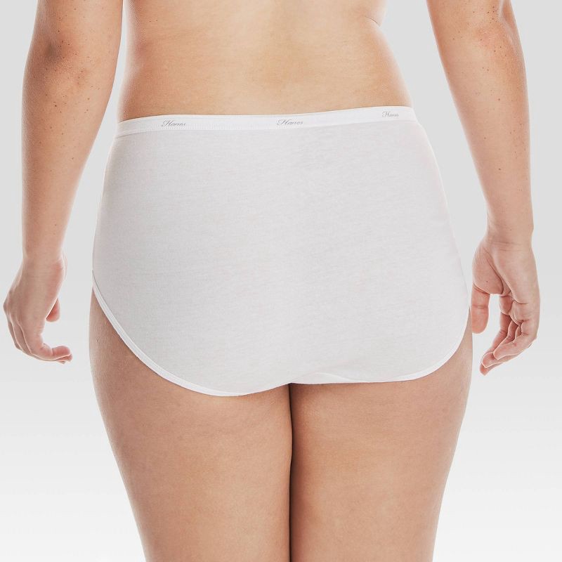 slide 5 of 5, Hanes Women's Core Cotton Briefs Underwear 6pk - White 10: High Rise, Knit, Solid Pattern, Machine Washable, 6 ct