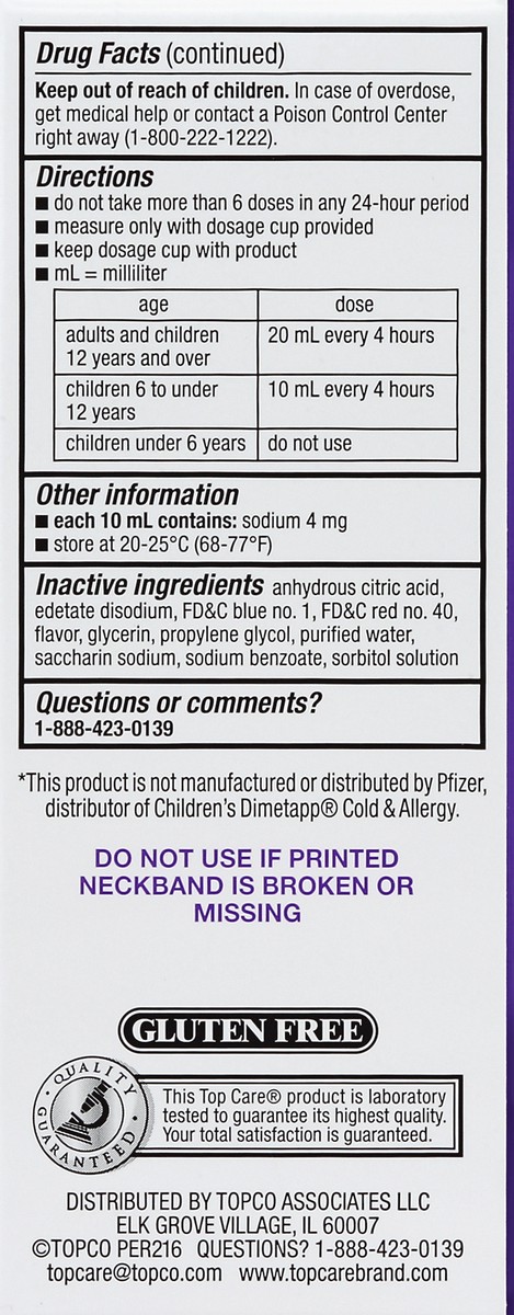 slide 3 of 6, TopCare Children's Cold & Allergy Brompheniramine Maleate Antihistamine, Phenylephrine Hcl Nasal Decongestant Liquid, Grape, 4 fl oz