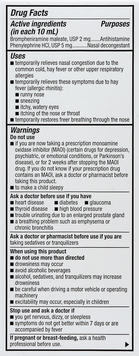 slide 6 of 6, TopCare Children's Cold & Allergy Brompheniramine Maleate Antihistamine, Phenylephrine Hcl Nasal Decongestant Liquid, Grape, 4 fl oz