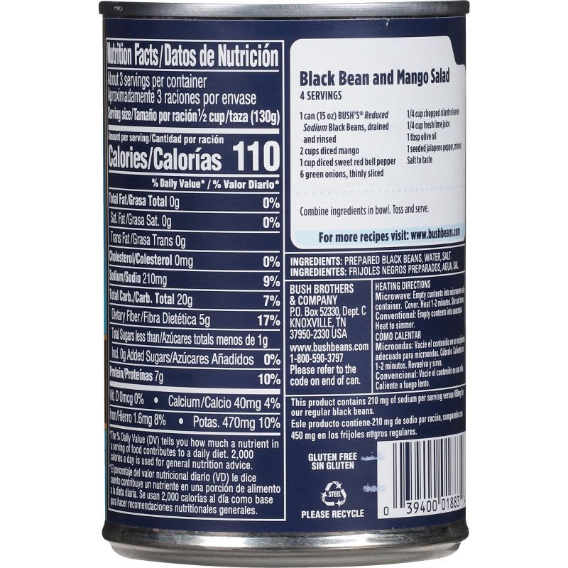 slide 5 of 10, Bush's Reduced Sodium Black Beans - 15oz, 15 oz