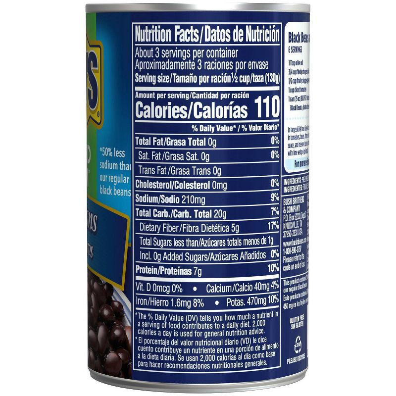 slide 7 of 10, Bush's Reduced Sodium Black Beans - 15oz, 15 oz