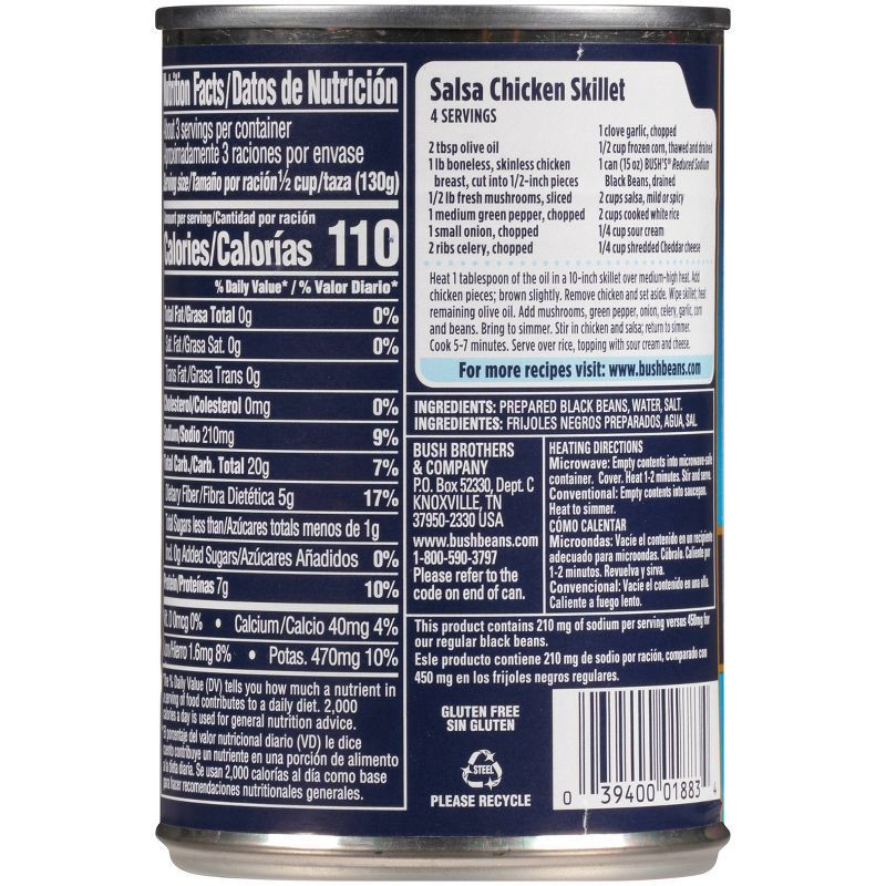 slide 8 of 10, Bush's Reduced Sodium Black Beans - 15oz, 15 oz