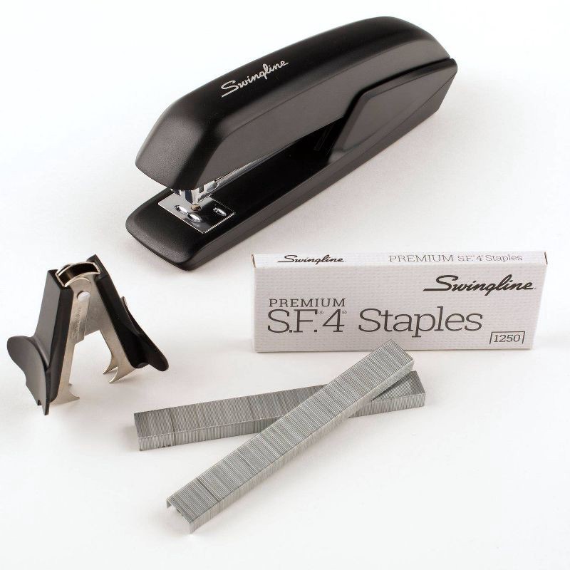slide 4 of 12, Swingline 3-in-1 Stapler Set 1ct (Color Will Vary): Non-Powered Desk Tool, 15 Sheet Capacity, Metal & Plastic, Black, 1 ct, 15 sheets
