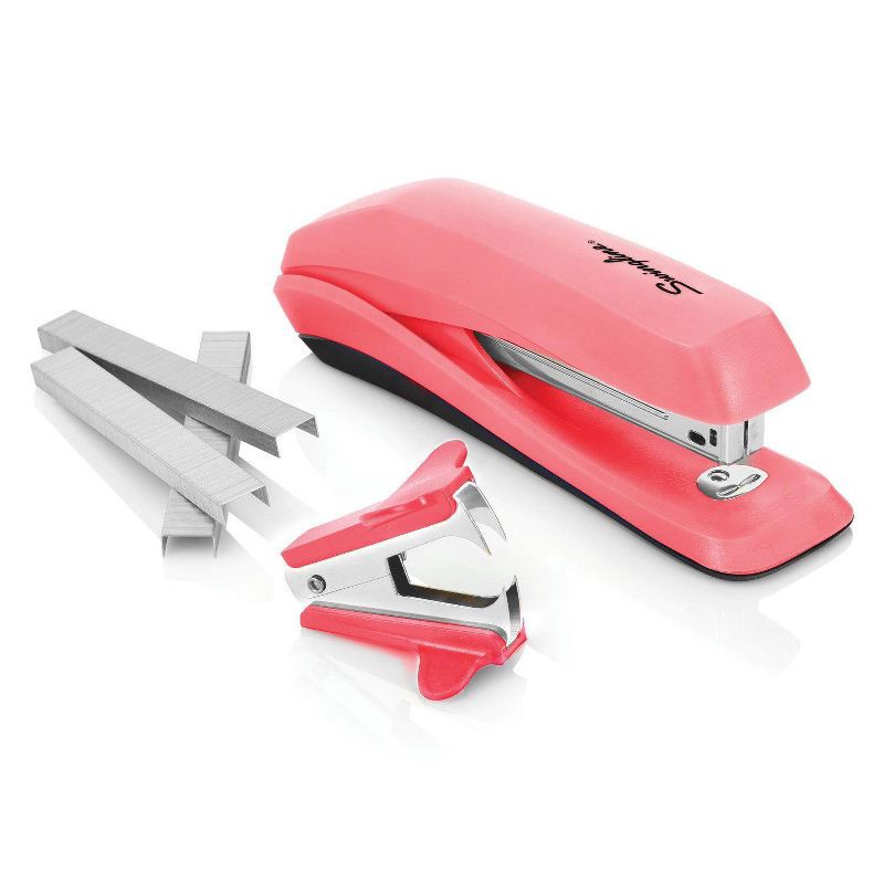 slide 10 of 12, Swingline 3-in-1 Stapler Set 1ct (Color Will Vary): Non-Powered Desk Tool, 15 Sheet Capacity, Metal & Plastic, Black, 1 ct, 15 sheets